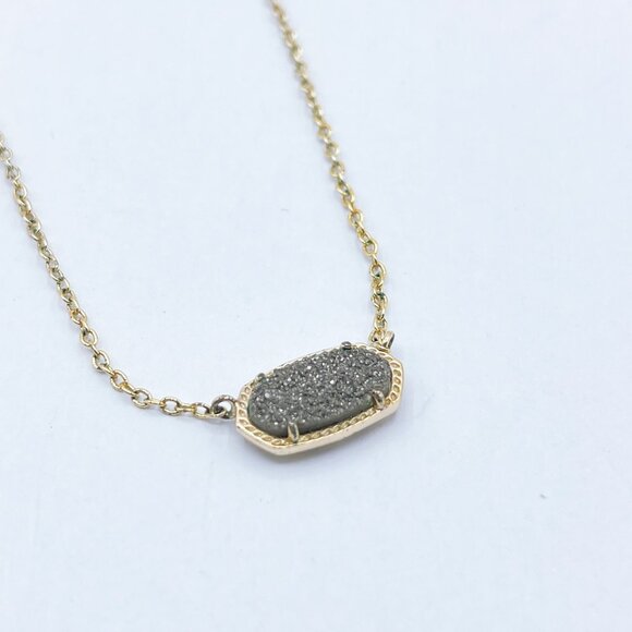 Kendra Scott Jewelry - Kendra Scott Elisa Gold Necklace With Gray Drusy Stone Pendant Adjustable Chain